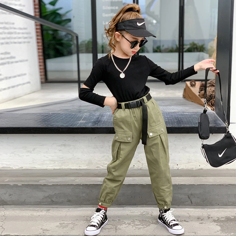 Ropa de otoño para niñas, camisa de manga y pantalones sólidos, 2 uds., disfraz para niñas y niños adolescentes, 4 6 7 8 9 10 11 12 13 14 años|set de ropa| AliExpress