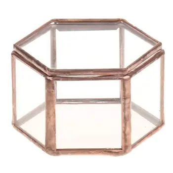 

Promotion! Geometric Glass Terrarium Box Jewelry Box Glass Succulent Plant Pot Deco Hexagon Shape