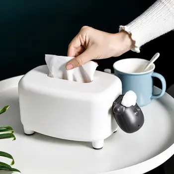 

Cartoon Sheep Tissue Cover Box Napkin Holder Container Phone Stand Organizer K4UA