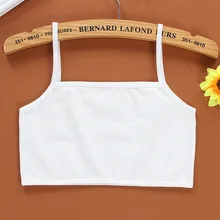  4Pc/Lot Kids Underwear 100% Cotton Girls Tank Top Candy Color Undershirt Girls Singlet Baby Camisole Bra Tops Sport 