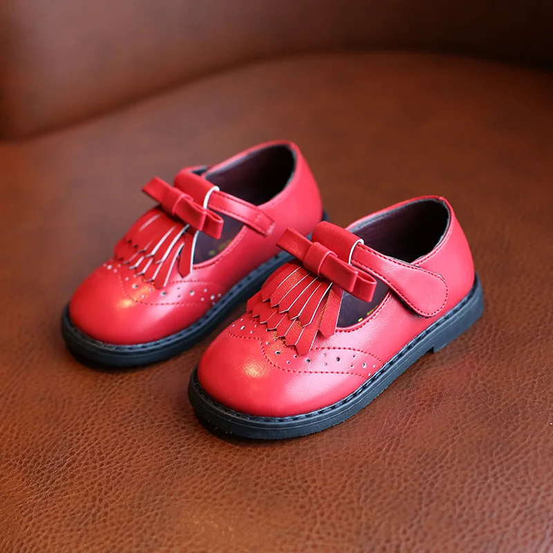 

Children princess leather shoes 2020 Spring Girls Party Breathable Children Lithe Shoes Tassel Upper PU Leather Shoes