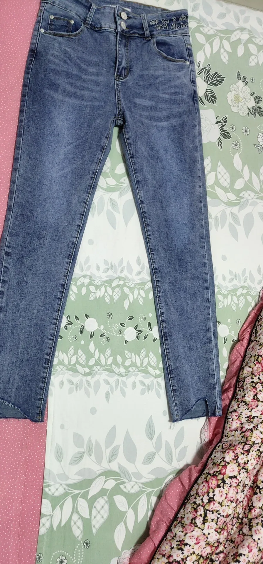 Весенние и осенние сетчатые модные вышитые эластичные джинсы с высокой талией женские нестандартные узкие джинсы-карандаш