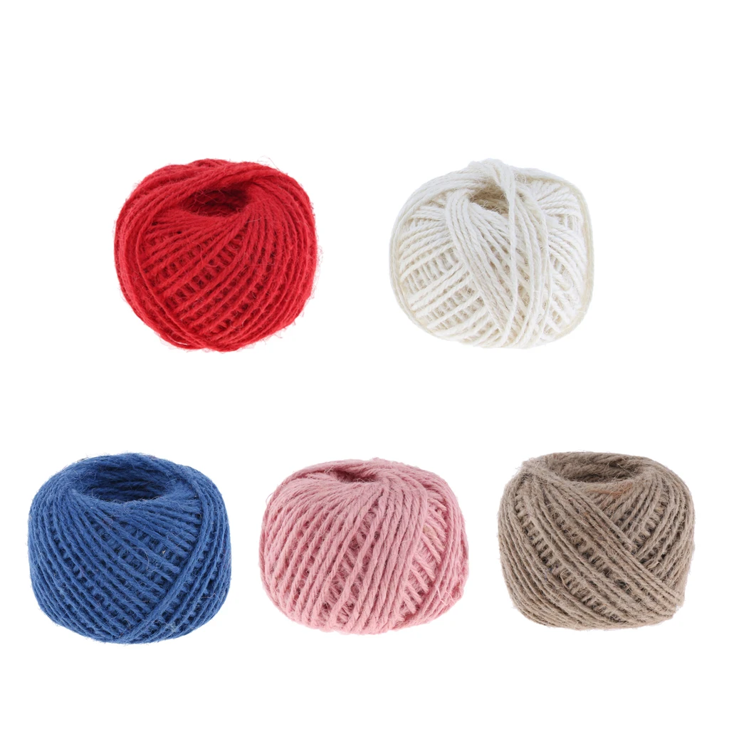 

50m/164 Feet 2mm Colorful Natural Jute Twine String Rope Cord Roll DIY, Craft, Picture Display and Embellishment, 5 Color