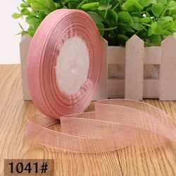 Elegant 45m Organza Satin Ribbon Roll for DIY Crafting and Gift Decoration (Red bean paste)