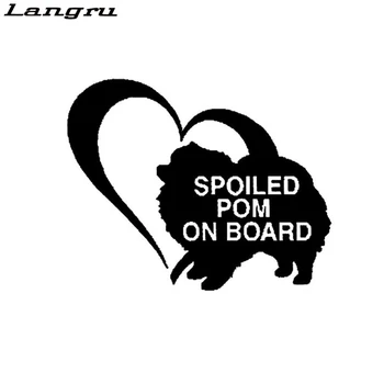 

Langru Spoiled Pom On Board Cute Pomeranian Dog Vinyl Decal Car Sticker Car Accessories Jdm