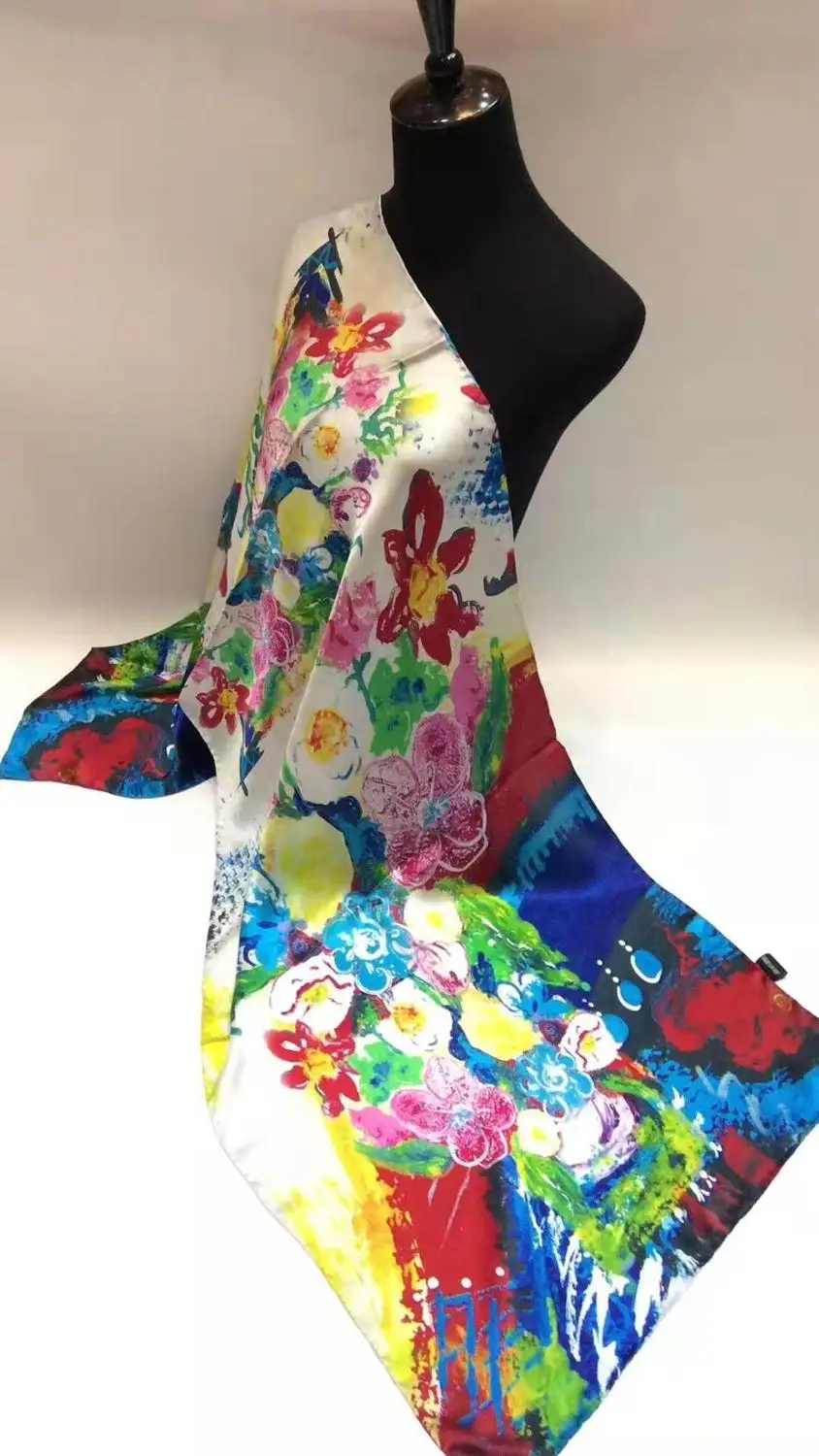 CISULI натуральный шелковый шарф для женщин Desigual с животным принтом платок для женщин 52X170 см платье аксессуары Mujer-многоцветный - Цвет: 142
