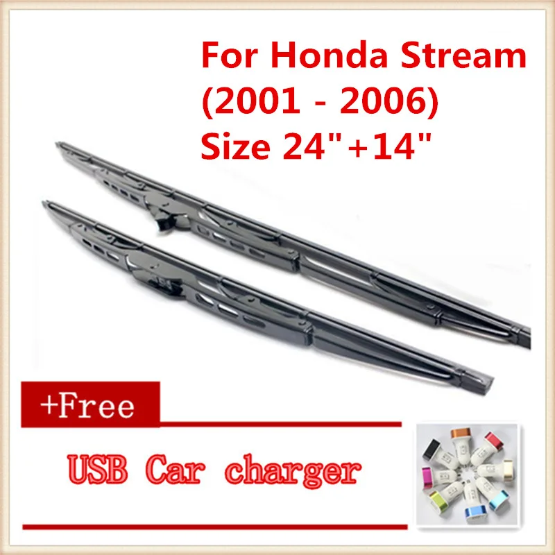 2 шт./лот щетка стеклоочистителя для лобового стекла автомобиля для Honda Stream(2001-2006), размер 2"+ 14"