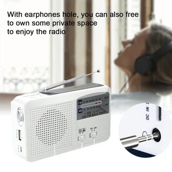 

White Multifunctional AM FM Portable Rechargeable Dynamo Camping Travel LED Light Hand Crank Home Solar Radio SOS Alarm Wind Up