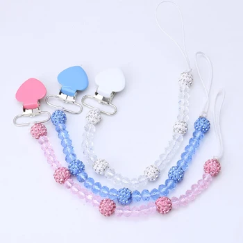 

10 Colors Baby Beaded Pacifier Clip Chain Baby Nipple Anti-drop Holder Toddler Teething Soother Chain 28CM