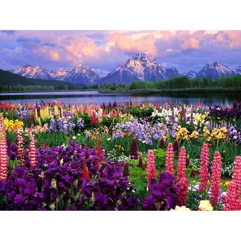 

Needlework Diy Diamond Painting Cross Stitch Flowers Landscape Painting Diamond Embroidery Round Diamond Mosaic Pictures Decor