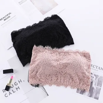 

New style eyelash lace tube top ladies panties strapless wrapped chest strap chest pad underwear ladies bust thread cotton
