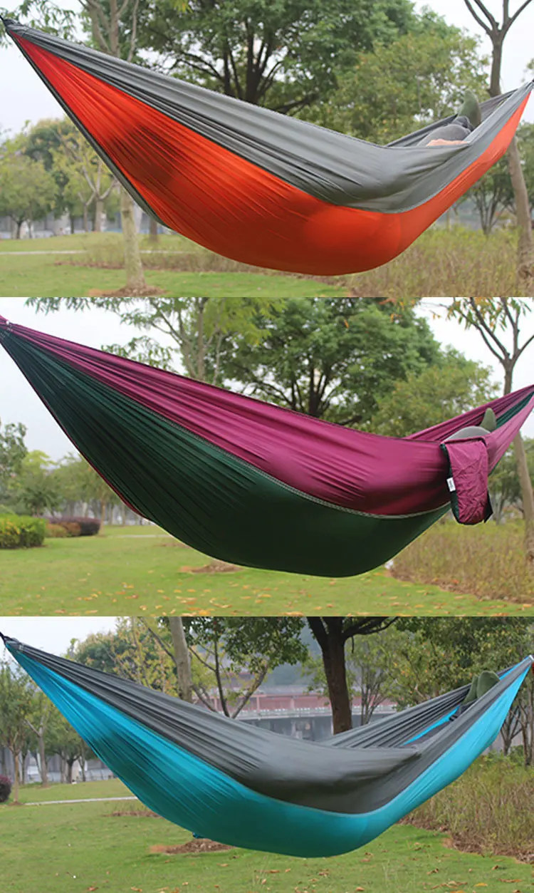 Camping Hammock For Single 220x90cm Outdoor Hunting Survival Portable Garden Yard Patio Leisure Parachute Hammock Swing Travel