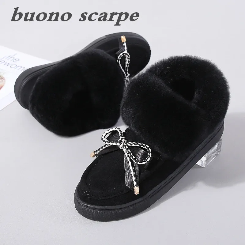 

Autumn and winter plus velvet platform flat fur boots