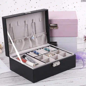 

PU leather single layer Jewelry Box Jewelry Ring Earring Necklace storage box