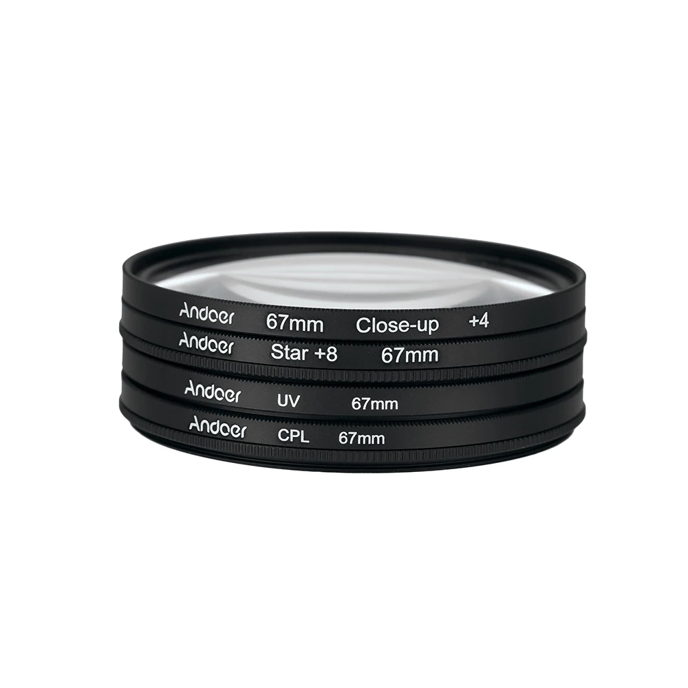 Andoer 67mm UV+ CPL+ насадочная линза+ 4+ звезда 8-точечный фильтр круговой фильтр комплект круговой поляризатор фильтр для цифровой зеркальной камеры Nikon Canon DSLR Камера