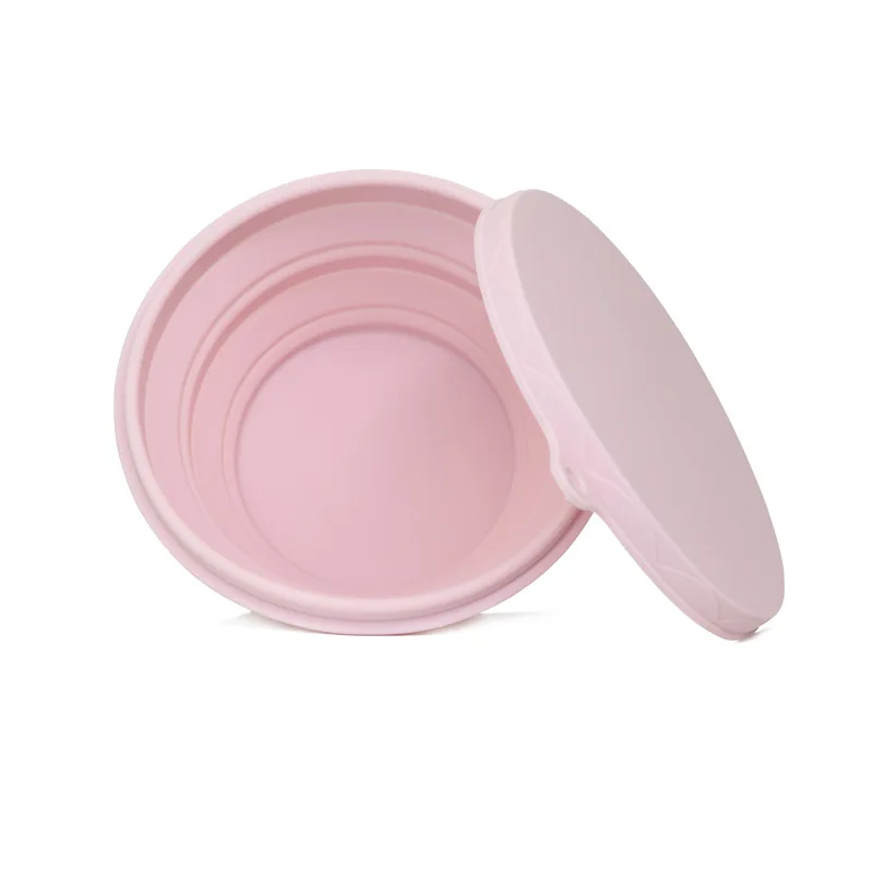 2 размера силиконовая складная чаша Microwavable BPA Бесплатный выдвижной контейнер для хранения пищи для пикника и офиса