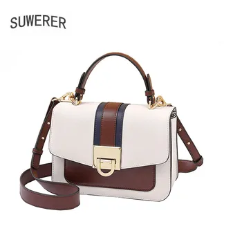 

SUWERER Women leather bag fashion tote bag luxury handbags women bags designer cowhide leather shoulder bag women famous brand