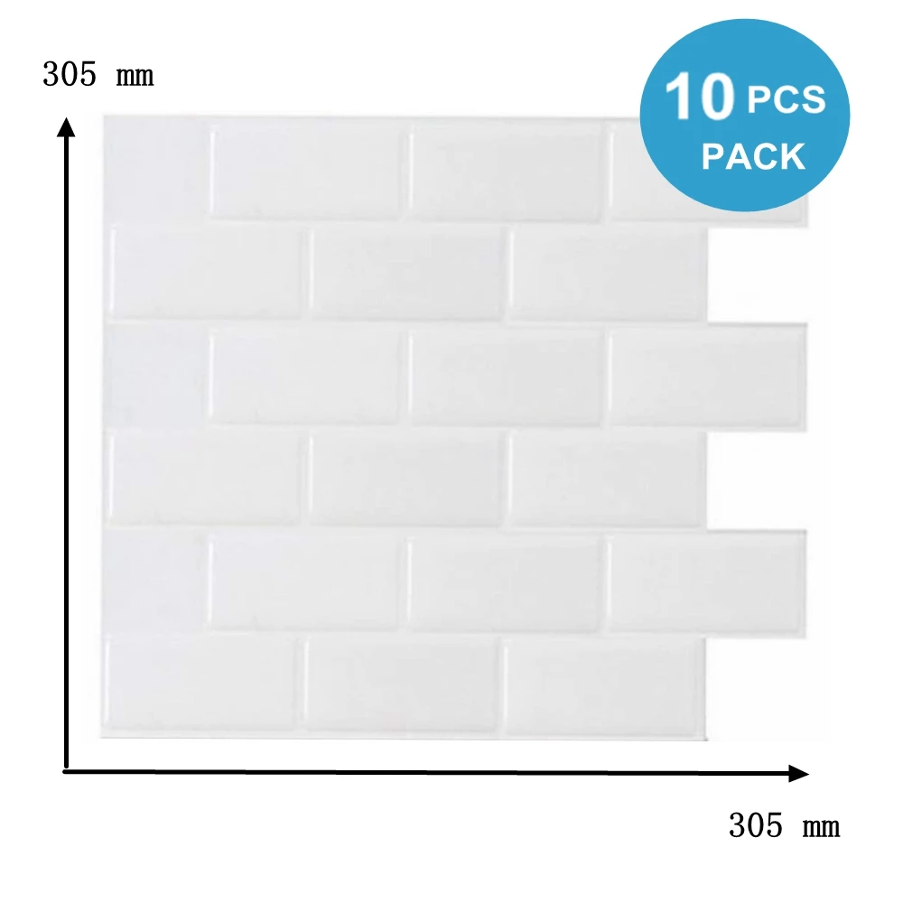 

Vividtiles 12*12 inch Self adhesive Waterproof Heatproof Vinyl Wallpaper 3D Peel and Stick Subway Tiles - 10 Sheet