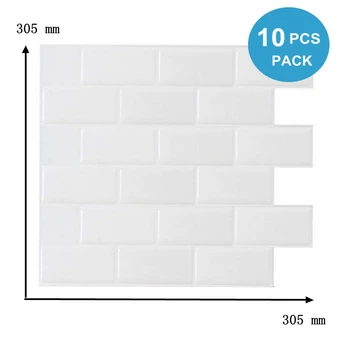 

Vividtiles 12*12 Inch Self Adhesive Waterproof Heatproof Vinyl Wallpaper 3D Peel And Stick Subway Tiles - 10 Sheet