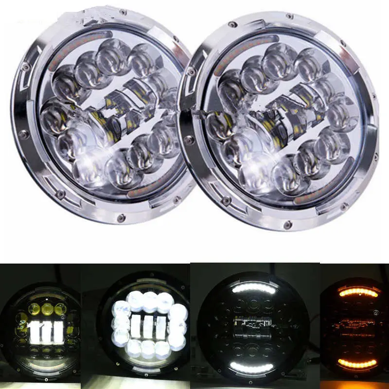 2PCS 7inch Black 50W Motorcycle Headlight with DRL and Turn Signal LED Headlamp for Harley Davidson.7 inch headlamp for jeep wrangler TJ CJ JK HUMMERjpg