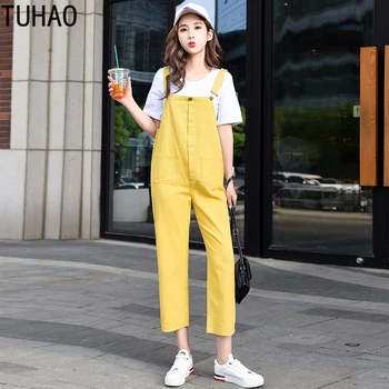 

TUHAO Jumpsuits Women Streetwear Overalls Patchwork Female Jumpuit Harem Pants Baggy Wide Leg Rompers clothing WM05
