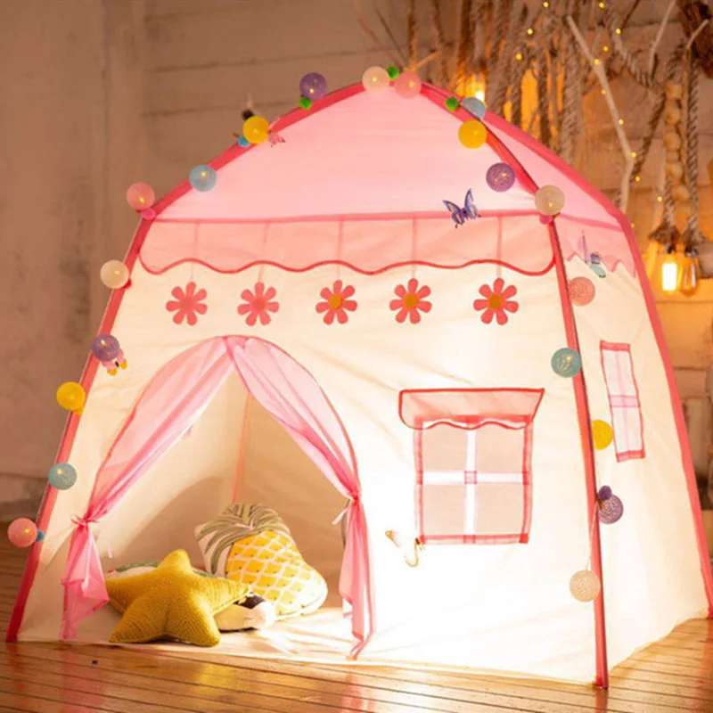 girl indoor tent pink princess tent with lights and curtains