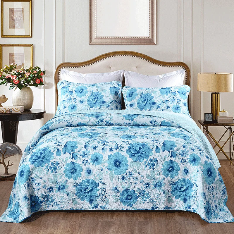 

CHAUSUB Printed Quilt Set 3pcs Quilted Bedspread American Style Washed Cotton Quilts Bed Cover Bed Sheets King Size Coverlet Set