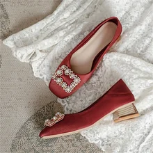 

2022 Spring Autumn Women's Shoes Comfortable Thick-Heeled Two-Wear Exquisitely Decorated All-Match High-Heeled Pumps