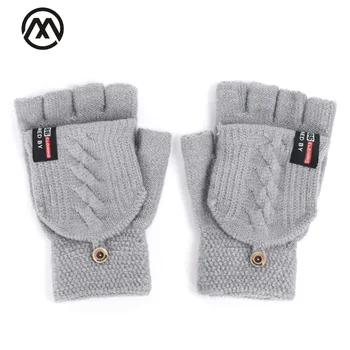 

2019 new men and women gloves winter warm knitted gloves button mitts half finger full finger letter label dual-use long gloves