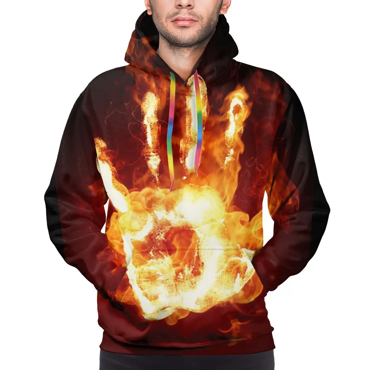 

2020 Hot Selling Sweatshirt Men's Funny 3D Palm Flame Hoodie Printed Anime Pattern Fullover Unisex Casual Fashion Hoodies