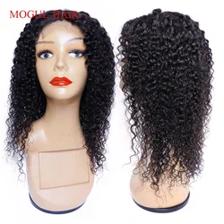 4x4x1 T Lace Closure Middle Part Remy Human Hair Wig Jerry Curly Transparent HD Lace Pre-Plucked Wigs Natural Black MogulHair