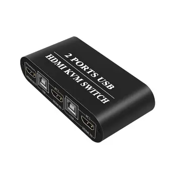 

2X1 KVM Switch Port Box 3 USB 2.0 Hub UHD 4K@30Hz 2 In 1 Out Hotkey Switch
