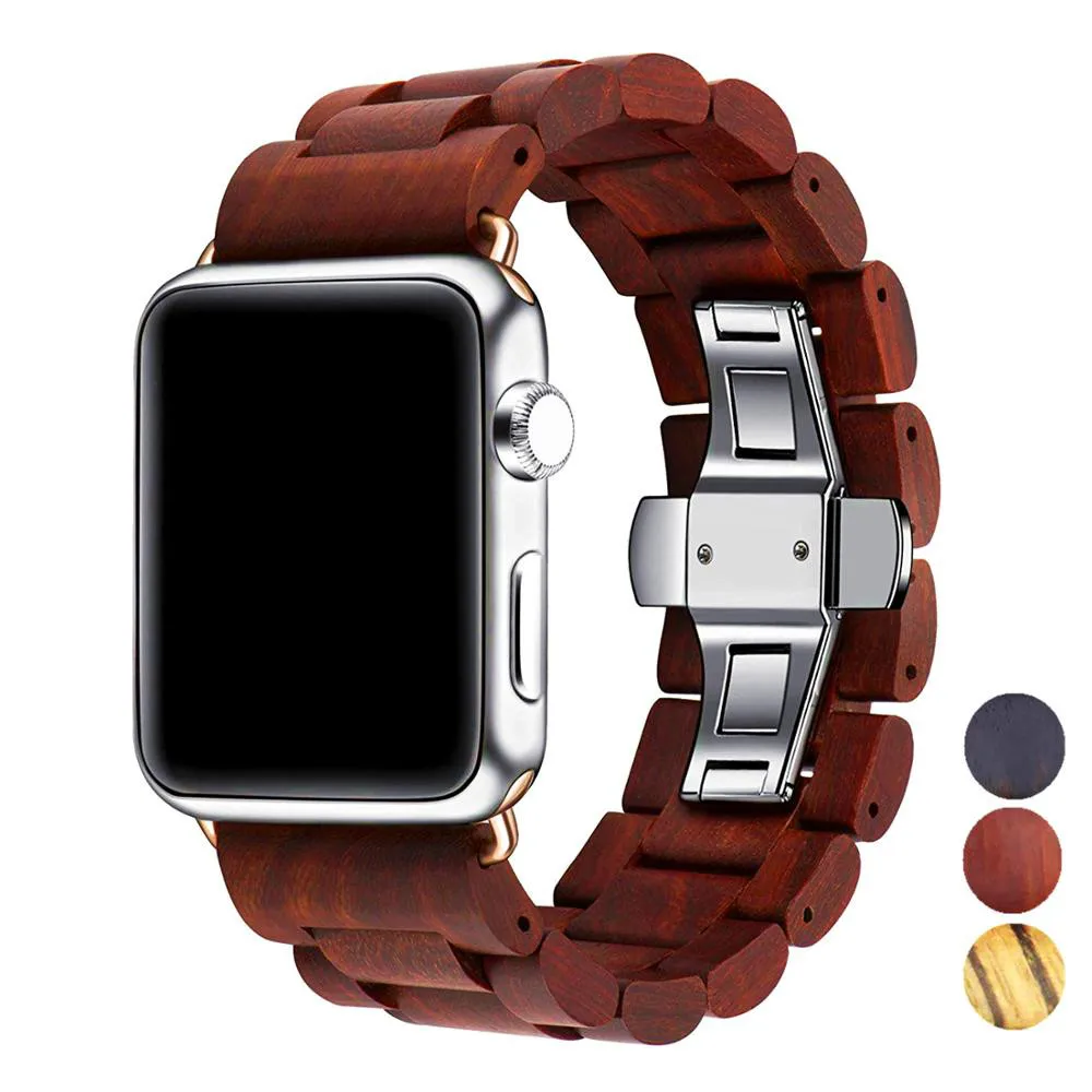 Ремешок деревянный для Iwatch Band 42 мм 38 металлический браслет с застежкой-бабочкой