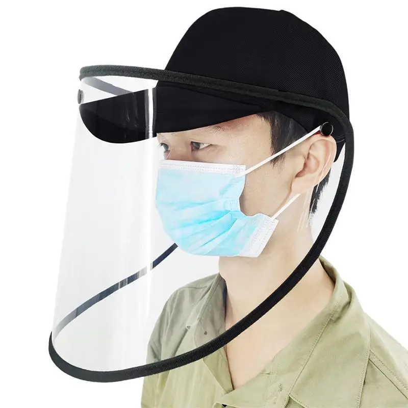 

Face Mask Hat Windproof Detachable Transparent Full Face Mask Shield Sneeze Splash Proof Cap Face Guard for Woman Adults Man