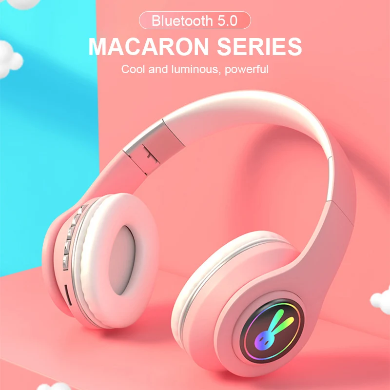 Kids LED Gaming Headphone Stereo Bluetooth 5 0 Earphone Play 10 Hours HIFI Flash Headsets Support TF Card 3 5mm Plug With Mic