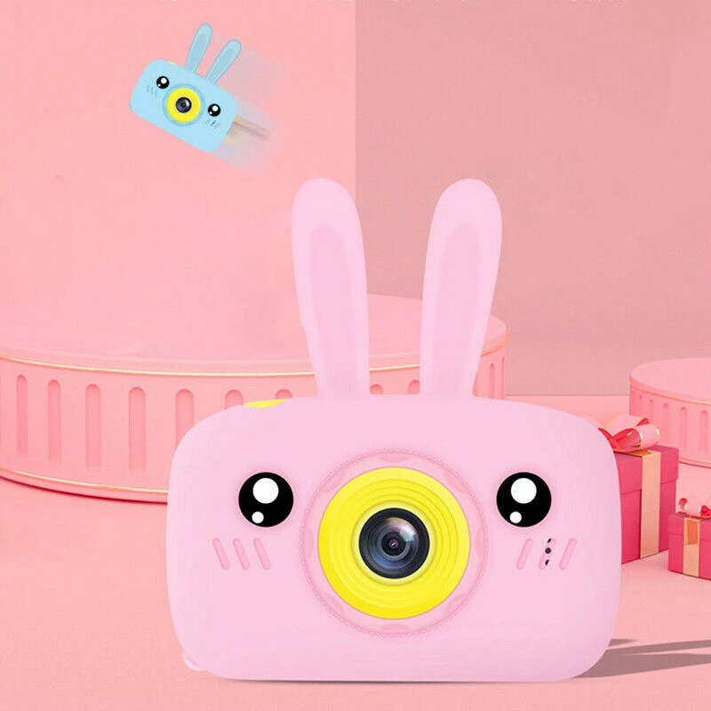 

Hot 2-Inch Hd Child Camera, Boy Girl Creative Gifts, Mini Video Camera Sports Camera Pink Rabbit Silicone Case