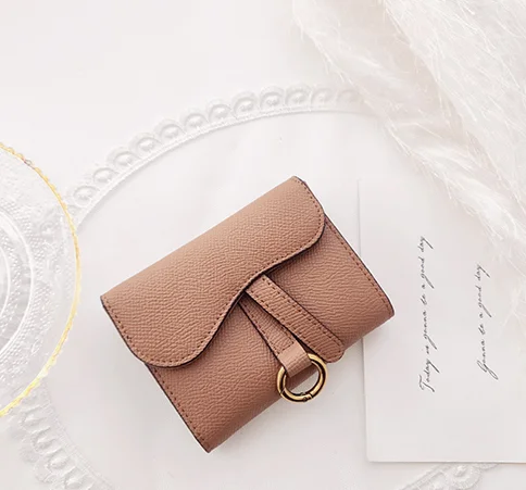 Элегантный Модный женский кошелек хипстеры из натуральной кожи, короткий держатель для карт, кошельки, круговое кольцо, Воловья кожа, кошелек Carteira DF227 - Цвет: brown
