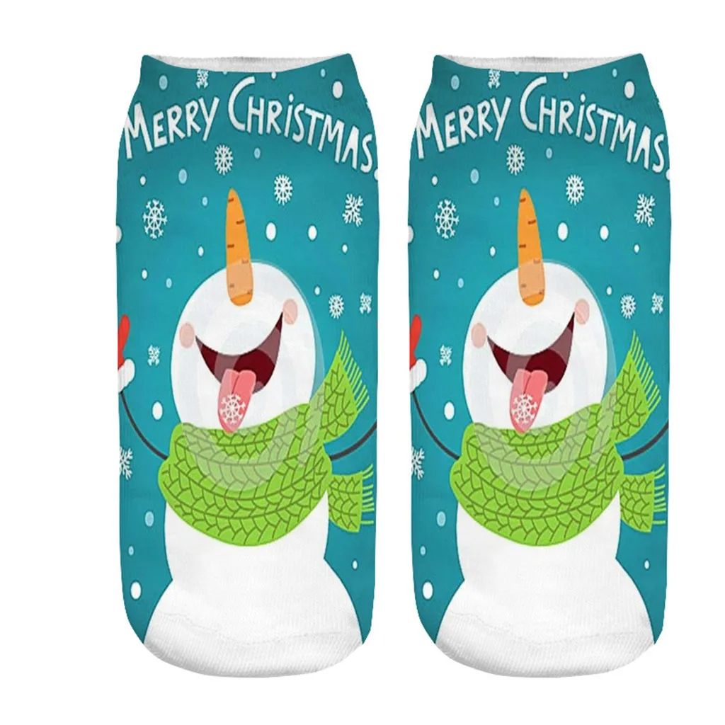 3D Рождественский Санта и Олень Печать Средний спортивные носки Повседневная работа Бизнес носки 3D Рождественский Санта и Олень Печать Средний спортивные носки