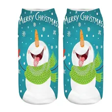 3D Рождественский Санта и Олень Печать Средний спортивные носки Повседневная работа Бизнес носки 3D Рождественский Санта и Олень Печать Средний спортивные носки