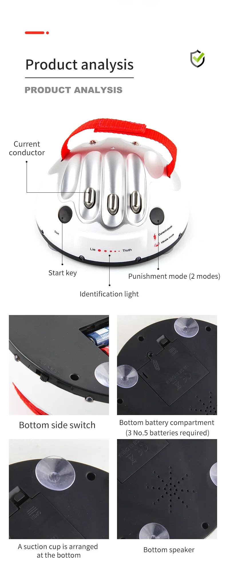 Miniatur Elektrische Shock Lie Detector Lustige Einstellbare