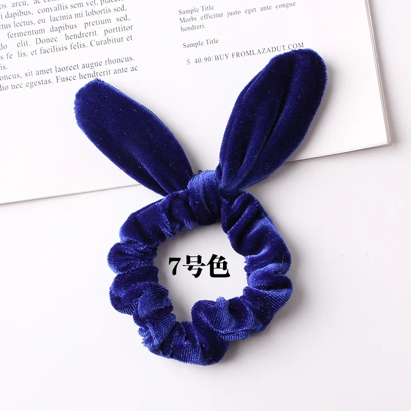 Cute Girls Velvet Scrunchies Rabbit Ears Solid Color Elastic Hair Bands Ponytail Hair Ties Women Hair Accessories Christmas Gift head scarves for women Hair Accessories