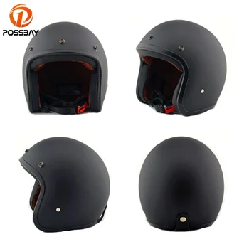 

POSSBAY Black ABS Plastic Motorcycle Helmet Man Scooter Casque Retro Open Face Motorbike Motocross Helmet Casco Moto