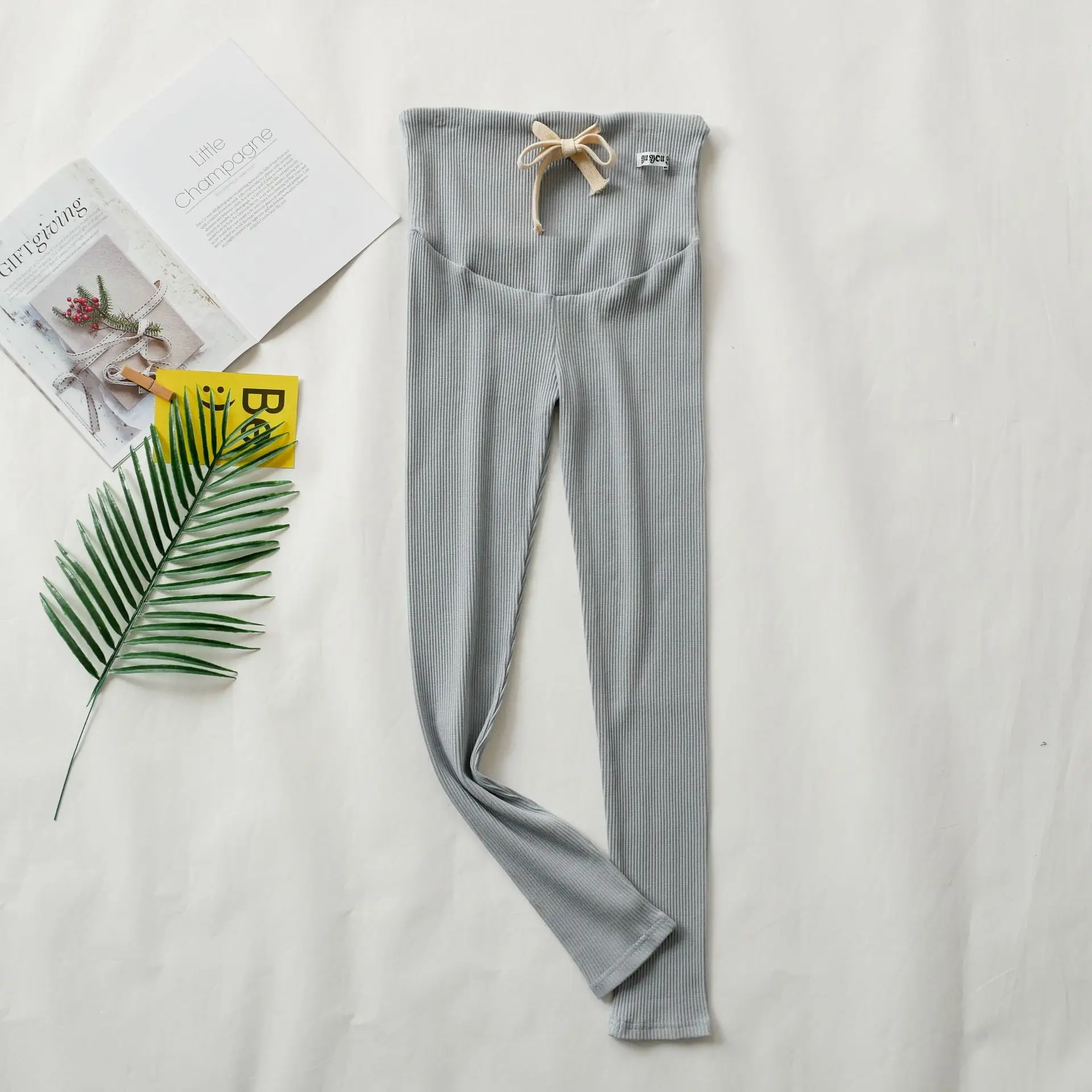 Maternity Clothes 2019 Autumn Stretch Drawstring Maternity Leggings Pants for Pregnant Women Stripe Pregnancy Leggings Trousers