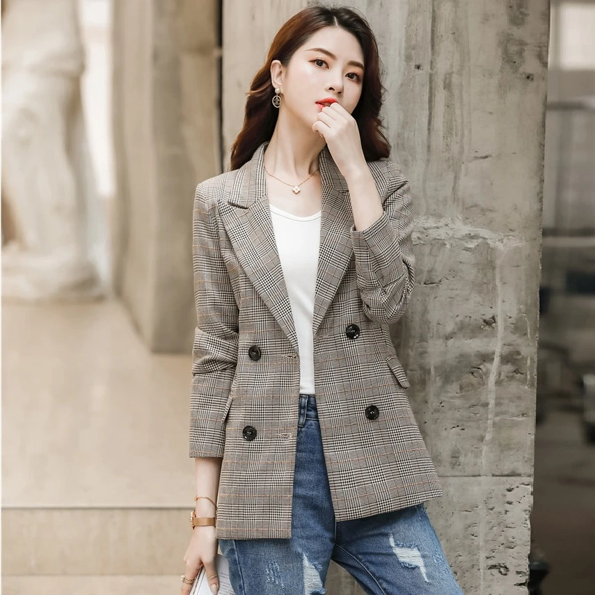 Khaki plaid blazer Clearance