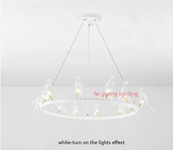 

Nordic personality creative restaurant chandelier simple retro cafe designer wrought iron glass bird lights hanglamp