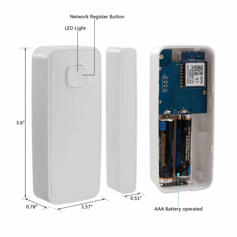 Smart Home Security Wireless Door Alarm WiFi Window Door Sensor Detector Via App Control for Amazon Alexa Google Home System