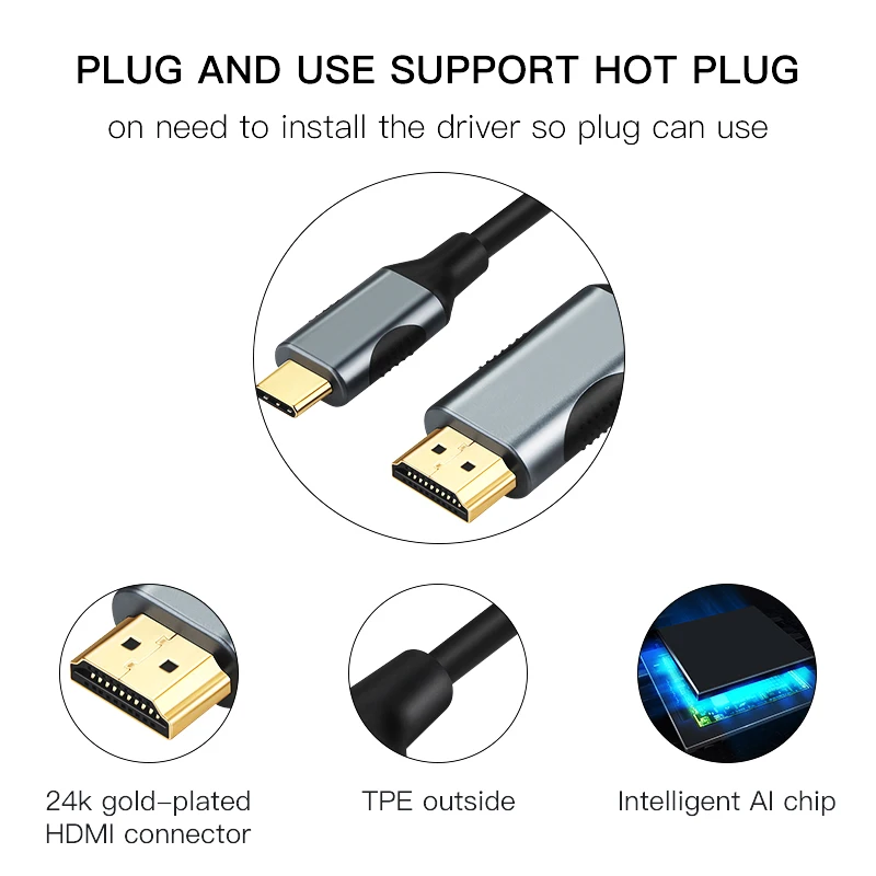 Usb c hdmi кабель 4K type c к hdmi адаптер Thunderbolt 3 для huawei mate 30 Pro MacBook Pro Galaxy S10 адаптер usb type-C HDMI