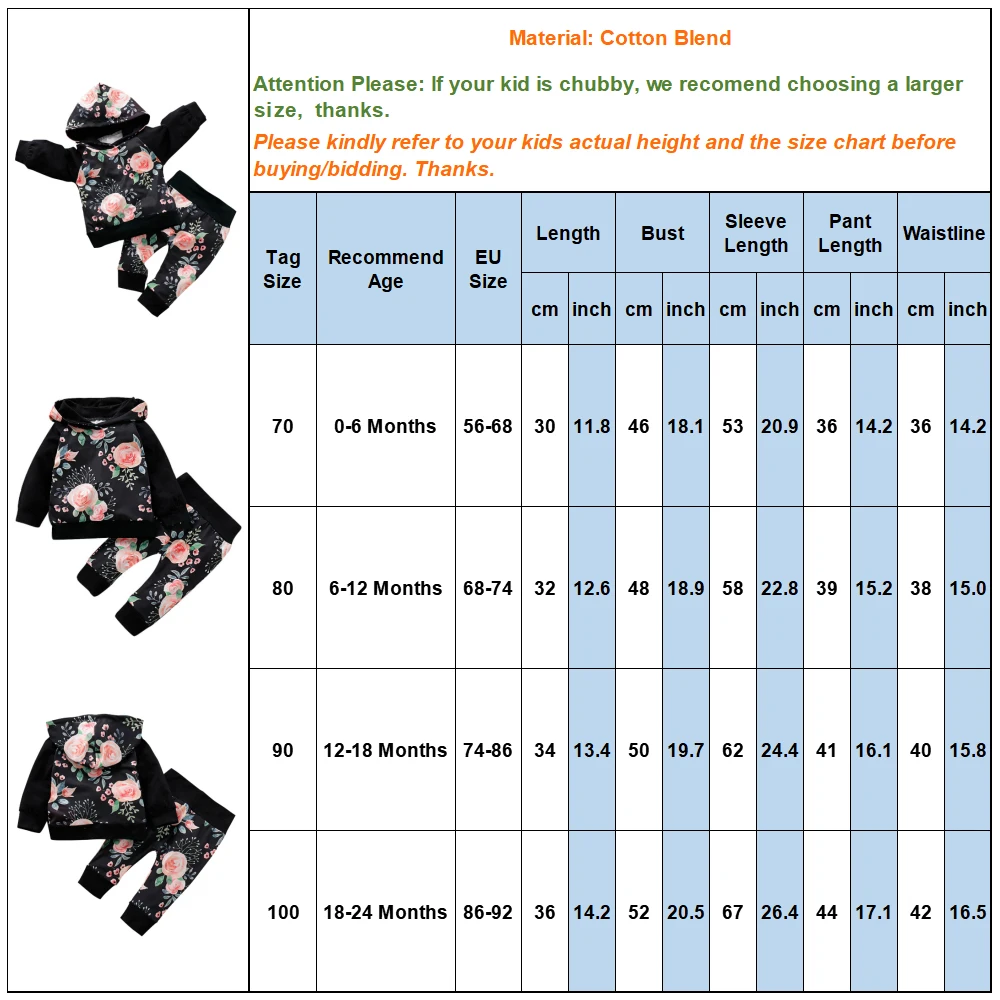 Одежда для новорожденных с розовой розой одежда для маленьких девочек черные толстовки с длинными рукавами из 2 предметов Топы+ штаны осенняя одежда для маленьких девочек dлет D30
