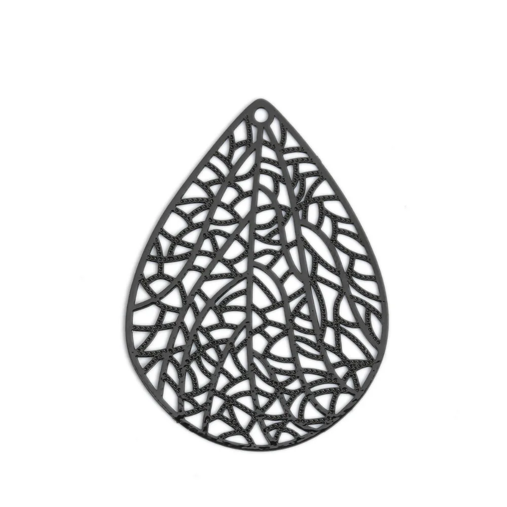 DoreenBeads, модное медное Филигранное тиснение, подвески, черные, белые, синие, Висячие ювелирные изделия, сделай сам, Подвески 40 мм x 30 мм, 10 шт