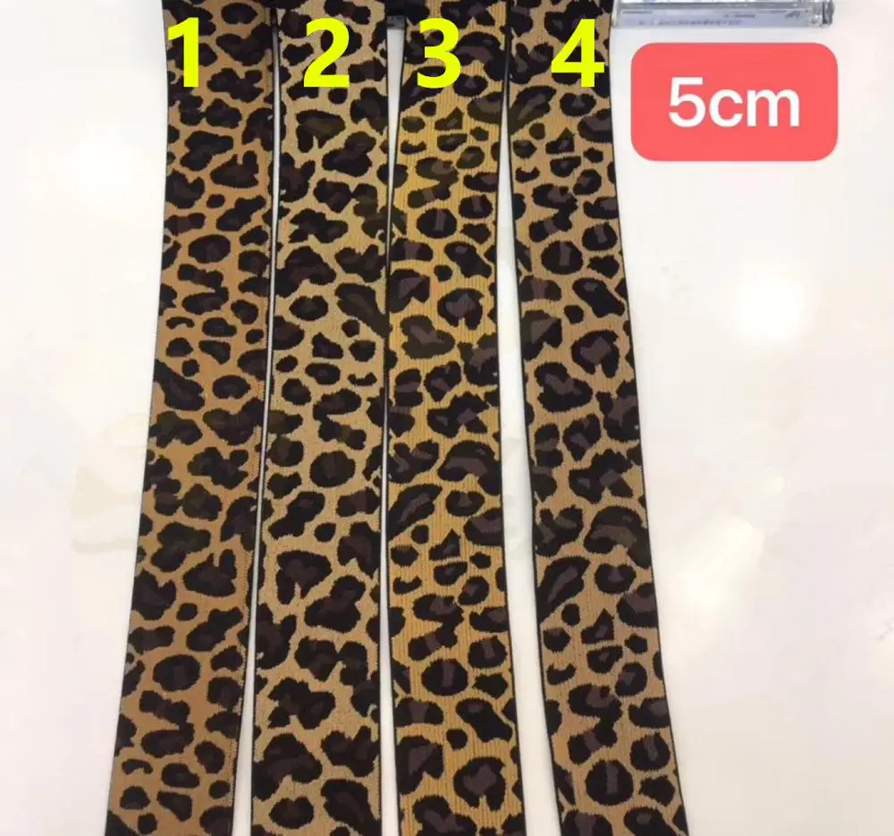 표범 인쇄 탄력있는 니트 자카드 리본 5cm, 탄력있는 밴드, XERY191206F